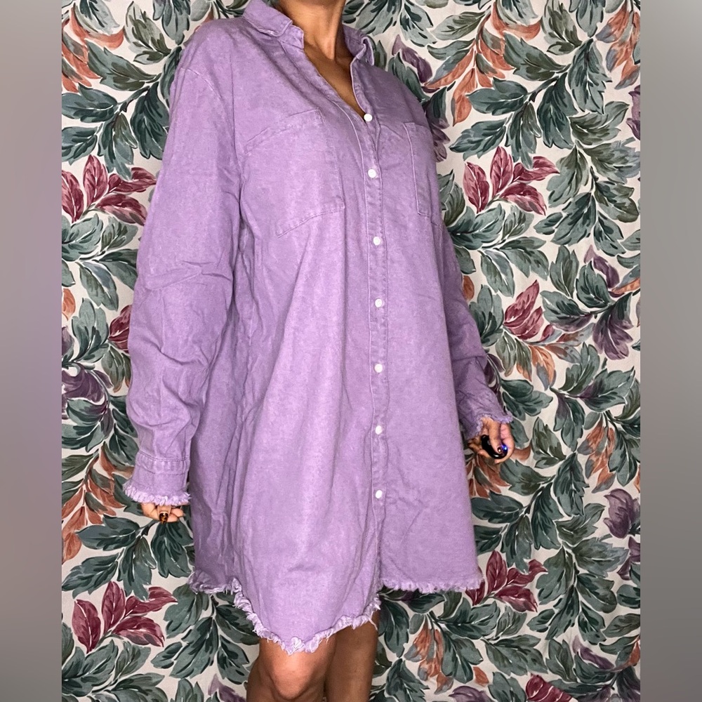 Purple ZilCremo Oversized Denim Mini Dress